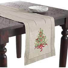 Saro Christmas Tree Design Embroidered Runner Embroidered Table Runner Christmas Tree Design Christmas Table Runner