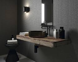 White penny tiles with black grout create a textural look. D Dots Grey Penny Round Mosaic Tile Gold Coast Tile Store Nerang Tiles Largest Range Of Floor Wall Tiles