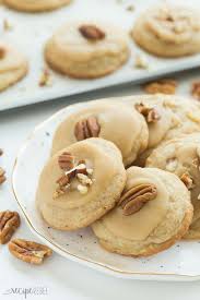 These Brown Sugar Pecan Cookies Are Soft Buttery Brown Sugar Cookies Topped With Brown Sugar Frosting And Pecan Cookie Recipes Christmas Baking Pecan Cookies