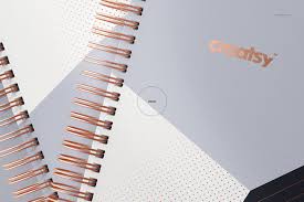 Wire Bound Planner Mockup Set Brochure Template Layout Postcard Mockup Wire Binding
