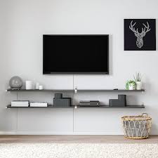 Bergshult Granhult Wall Shelf Combination Dark Gray Nickel Plated Ikea Tv Wall Shelves Shelves In Bedroom Wall Shelves