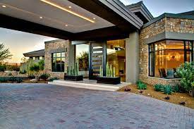Contemporary Porte Cochere Of Ironwood Estate House Entrance Modern House Exterior Entrance Design