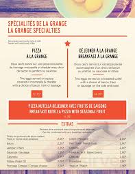 La Grange Urbaine Menu In Laval Quebec Canada