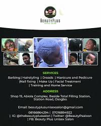 Beauty plus · sign in · home · katanning · book online: Beauty Plus Unisex Salon Osogbo Beautypsaloon Twitter