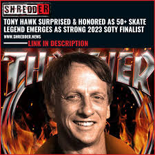 At 55, Tony Hawk, an icon in the skateboarding world for decades, expressed  his disbelief and gratitude for being considered a strong contender for the  prestigious Skater Of The Year title once