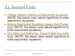 Lesson 23 Solving Exponential Logarithmic Equations Ib Math Sl1 Santowski 8 28 20151 Math Sl1 Santowski Ppt Download