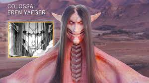 Eren jaeger is a member of the scout regiment, ranking 5th among the 104th cadet corps, and the main protagonist of attack on titan. Colossal Eren Yeager Mappa Studios Realistic Redesign Youtube