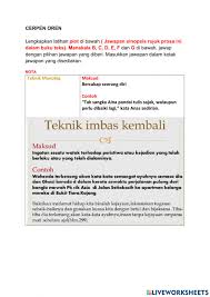 Learn vocabulary, terms and more with flashcards, games and other study tools. Imbas Kembali In English