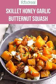 Honey Garlic Butternut Squash Recipe Roasted On A Skillet In 15 Minutes And Served With Toasted Nuts An Butternut Squash Recipes Roasted Radish Recipes Recipes