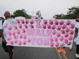 Handing Out Items at Cancer Walks