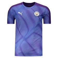Puma cat logo at right chest. Puma Manchester City Stadium Purple Jersey Futfanatics