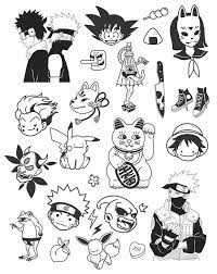 Pin By Nooja Rat On Dibujos Garabateados Anime Tattoos Doodle Tattoo Flash Tattoo Designs