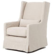 Wilshire Modern Classic Slipcover Cream Linen Swivel Arm Chair Upholstered Swivel Chairs Wing Chair Living Room Chairs