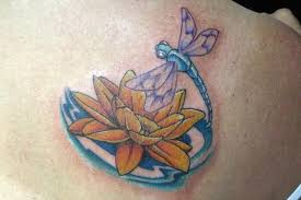 Grey rose flower and butterfly tattoo design. Dragonfly Lotus Flower Tattoo Novocom Top