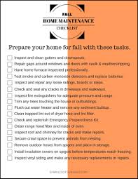 Items are listed as quarterly or seasonal, and cover plumbing, interior, electrical, appliances and exterior areas of the home. Fall Home Maintenance Checklist Sparkles Of Sunshine
