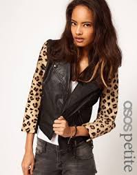 Asos Petite Leopard Sleeve Biker Jacket Latest Fashion Clothes Jackets Fashion