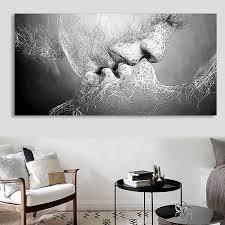 Black And White Kiss Canvas Black White Love Kiss Abstract Art On Canvas Wall Art Picture Print A4 A1 A2 Canvaspainting Homedecor Wall Art Pictures Wall Art Canvas Painting Home Decor