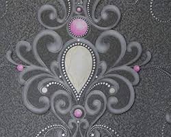 Harald Gloockler Designer Barock Tapete Deux 54425 Silber Rosa Barock Tapete Tapeten Gloockler Tapete
