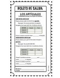 Definite And Indefinite Articles In Spanish 3rd Definite