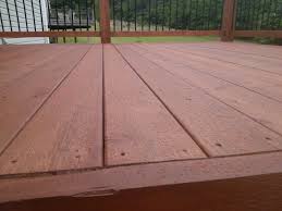 Cedar Deck After The Waterproofing Performance Of Sherwin Williams Deckscapes Waterborne Semi Transparent Stain Deck Restoration Cedar Deck House Exterior