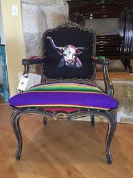 Hand Painted Parlor Chair With Serape Upholstery 375 00 Western Furniture Ranch House Decor Rustic Furniture
