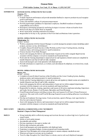 Hotel Operations Manager Resume Samples Velvet Jobs