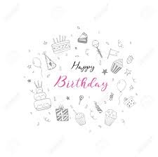 Write a thank you note use this form to write a thank you note and draw a picture for someone special. Happy Birthday Hand Drawn Card Party Decoration Gift Box Cake Stock Photo Picture And Royalty Free Image Image 103686882