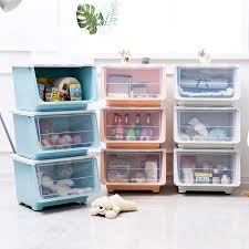 Kitchen transparent storage box sealed jar grains bean organizer food containers. Transparent Flip Box Baby Side Open Plastic Finishing Box Kitchen Storage Box Before Opening Snack Toys Storage Box