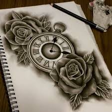 Hoa đồng Hồ Clock And Rose Tattoo Watch Tattoos Wings Tattoo