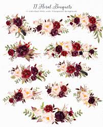 Watercolor bright red and purple flowers for your designs hand painted watercolor flowers (red, burgundy, black, yellow, scarlet colors), colored 42 watercolor floral high resolution elements on transparent background (png) 300 dpi, rgb. Watercolor Flower Clip Art Marsala On Behance