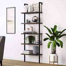 3.7 out of 5 stars with 10 ratings. Us Warehouse 5 Shelf Wood Ladder Bookcase With Metal Frame Industrial 5 Tier Modern Ladder Shelf Wood Shelves Dark Walnut Decorative Shelves Aliexpress