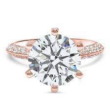 14k rose gold shared prong marquise side stone diamond engagement ring. Amazon Com 3 Carat Moissanite Pave Diamond Designer Engagement Ring 14k Rose Gold Handmade