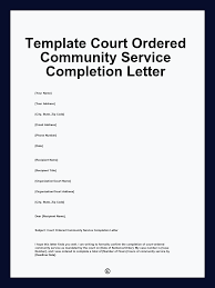 Template Court Ordered Community Service Completion Letter