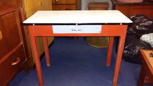 Lovely vintage kitchen/sewing/craft/ farm house table with enamel top. Vintage Enamel Top Kitchen Table With Cutlery Drawer Car Boot Warehouse