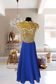 Gold And Royal Blue Long Formal Evening Cocktail Gown For Rent Php1 500 Www Gownforent Com Debut Flores Gowns For Rent Cocktail Gowns Formal Dresses Long