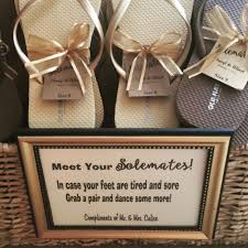 Flip flops are easy to slide into and instantly relieve any of that discomfort your guests may be feeling. 10 Amusing Wedding Gifts Your Guests Will Adore