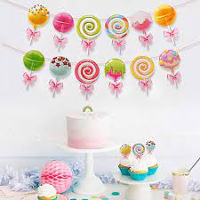 The ultimate candyland party supplies kit includes themed birthday party plates (dessert as well as dinner), lunch and beverage napkins, birthday candles, cutlery, table cover and candyland birthday cake toppers. Candyland Party Decorations Candyland Banner Lollipop Banner With 20 Pcs Candy Cupcake Toppers Round Lollipop Cake Toppers Candyland Decorations Candyland Party Supplies For Baby Girl Birthday Party Baby Shower Amazon In Toys