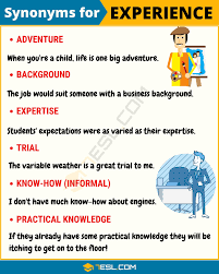 Another Word For Experience 90 Useful Synonyms For Experience 7esl Learn English Vocabulary English Lessons Learn English