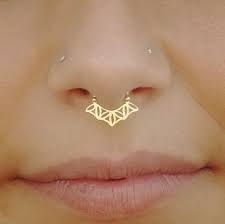 Gold Septum For Pierced Nose Flower Of Life Sacred Geometry Etsy Septum Jewelry Nose Piercing Septum Piercing