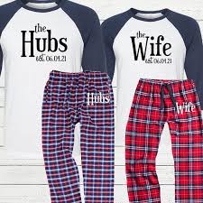 The Wife And The Hubs Couple S Pajama Set Mr And By Beforetheidos Beforetheidos Wifey Hubs Couple Pajamas Diy Gifts For Boyfriend Hubby Wifey