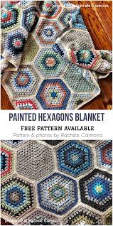 Painted Hexagons Crochet Blanket Idea Crochet Hexagonblanket Patchwork Crochetblanket Hexagon Crochet Pattern Crochet Hexagon Crochet Bedspread Pattern