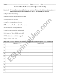 English Worksheets Basic Sentence Pattern S Iv
