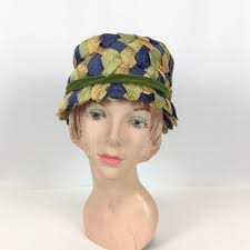 Vintage 60s Laura Deb Straw Basket Weave Hat