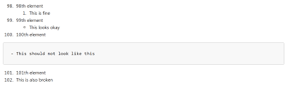 Markdown Enumerated List With Indices Over 99 Changes Nested List Formatting Stack Overflow
