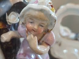 Set of German Porcelain HP Spill Vase's Conta and Boheme of Boy and Girl by  Tree's.