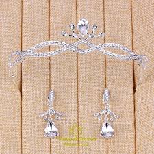 shining elegant alloy rhinestones tiaras earrings vampal