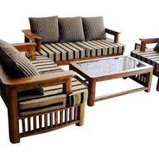 Round leather sofa in white, with chrome feet, paired with round white ottoman. Wooden Sofa Set At Rs 40000 Set Wooden Sofa Set Id 20203079012
