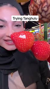 Trying Tanghulu Dessert: Sweet Strawberries Candy from Dubai