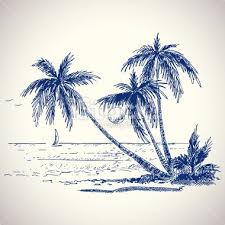 Choose how you want to paint. Hand Drawn Illustration Of An Island With Palm Trees And Ocean Ocean Drawing Beach Drawing Ocean Drawings