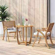 3 piece teak bistro set with cushions in 2021 patio furniture sets bistro set patio dining set
